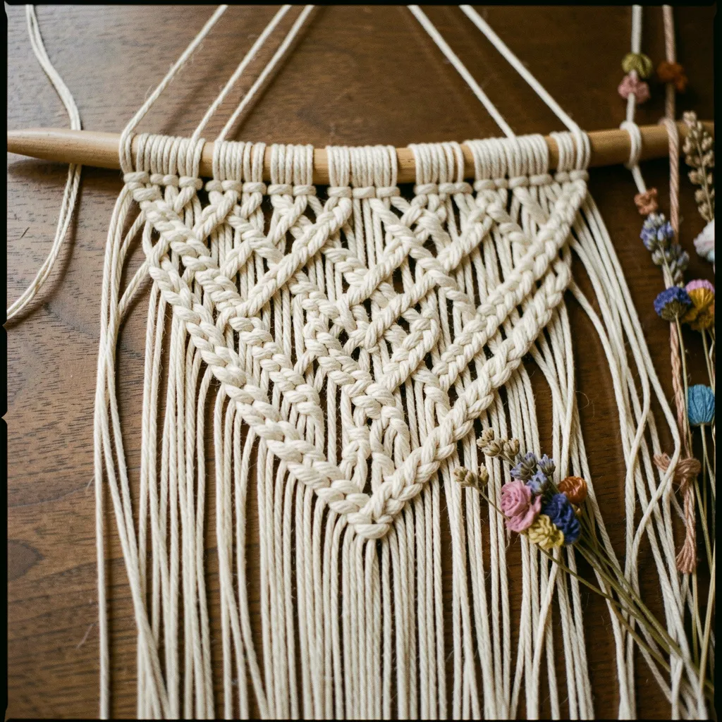 Detaljert makramé knutteknikk